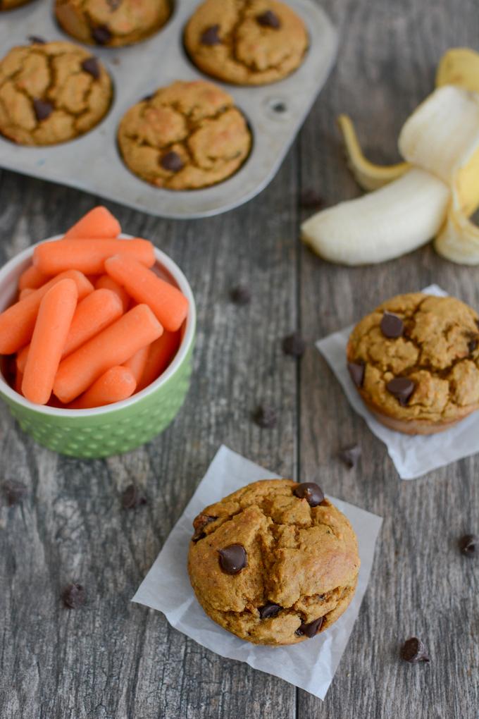 Banana Carrot Muffins 5 Banana Carrot Muffins - lightly sweetened and kid-friendly
