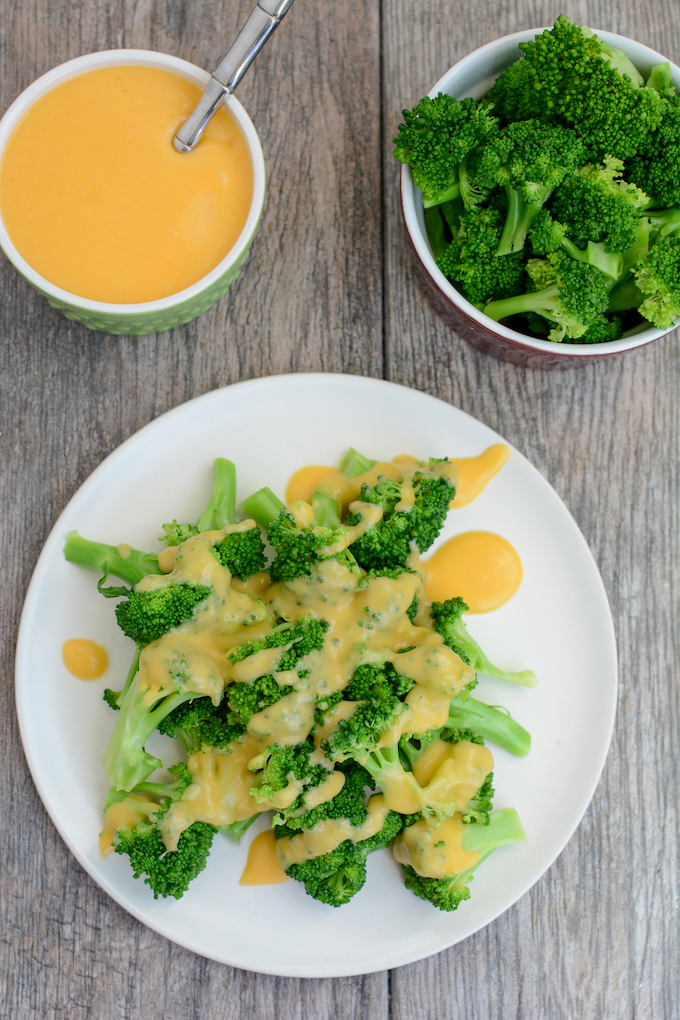 easy cheddar cheese sauce over broccoli