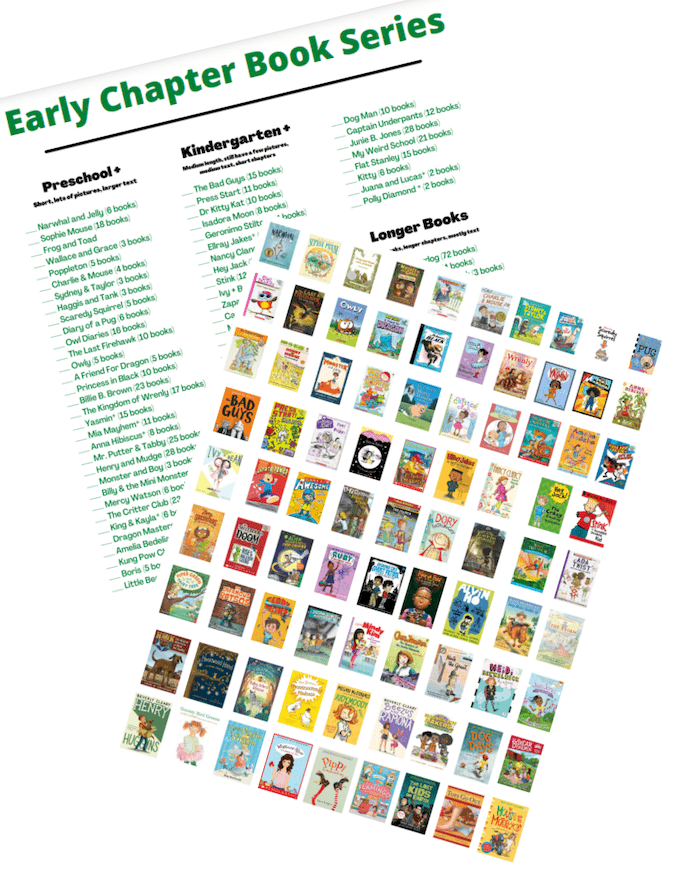 100+ Chapter Book Series for Kids {Kindergarten/1st Grade} 6 chapter books for kids printable list